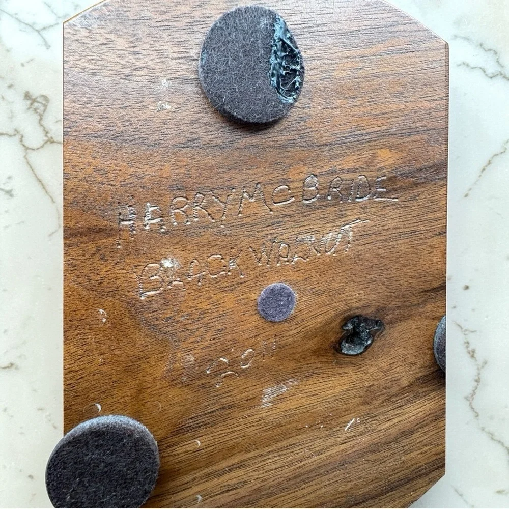 VTG Set Of 2 Hand Crafted Solid Black Walnut Wooden Round Trivets Candle Holder
